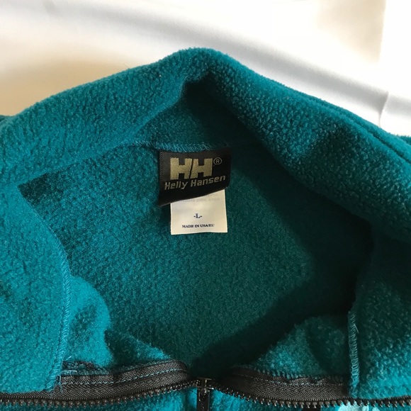 Vintage HELLY HANSEN Teal ZIP Fleece Jacket Large - Picture 3 of 3